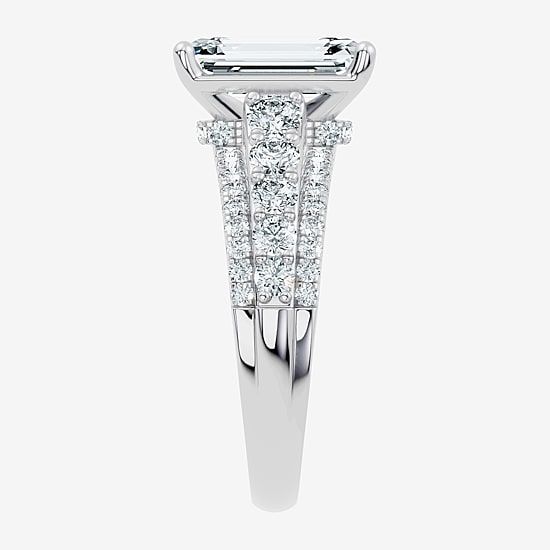 Signature By Modern Bride (G / Vs2-Si1) Womens 5 CT. T.W. Lab Grown White Diamond 10K Gold Side Stone Engagement Ring