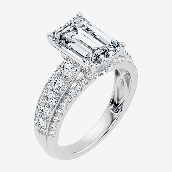 Signature By Modern Bride (G / Vs2-Si1) Womens 5 CT. T.W. Lab Grown White Diamond 10K Gold Side Stone Engagement Ring
