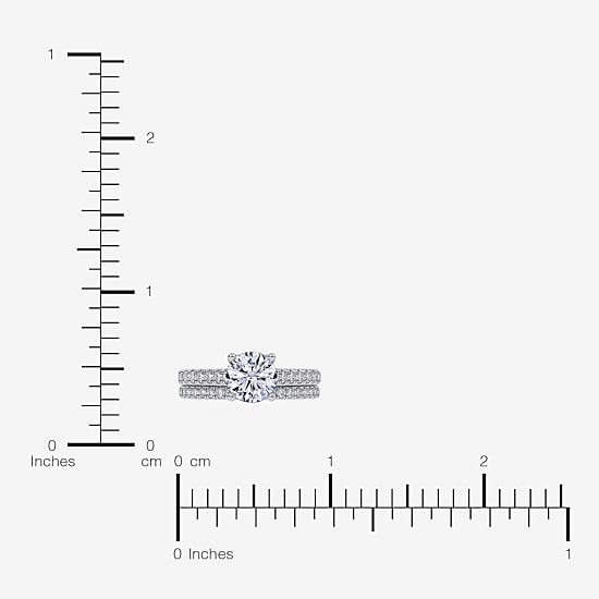 Signature By Modern Bride (F / Vs2-Si1) Womens 3 1/2 CT. T.W Lab Grown White Diamond Sterling Silver Round Side Stone Bridal Set