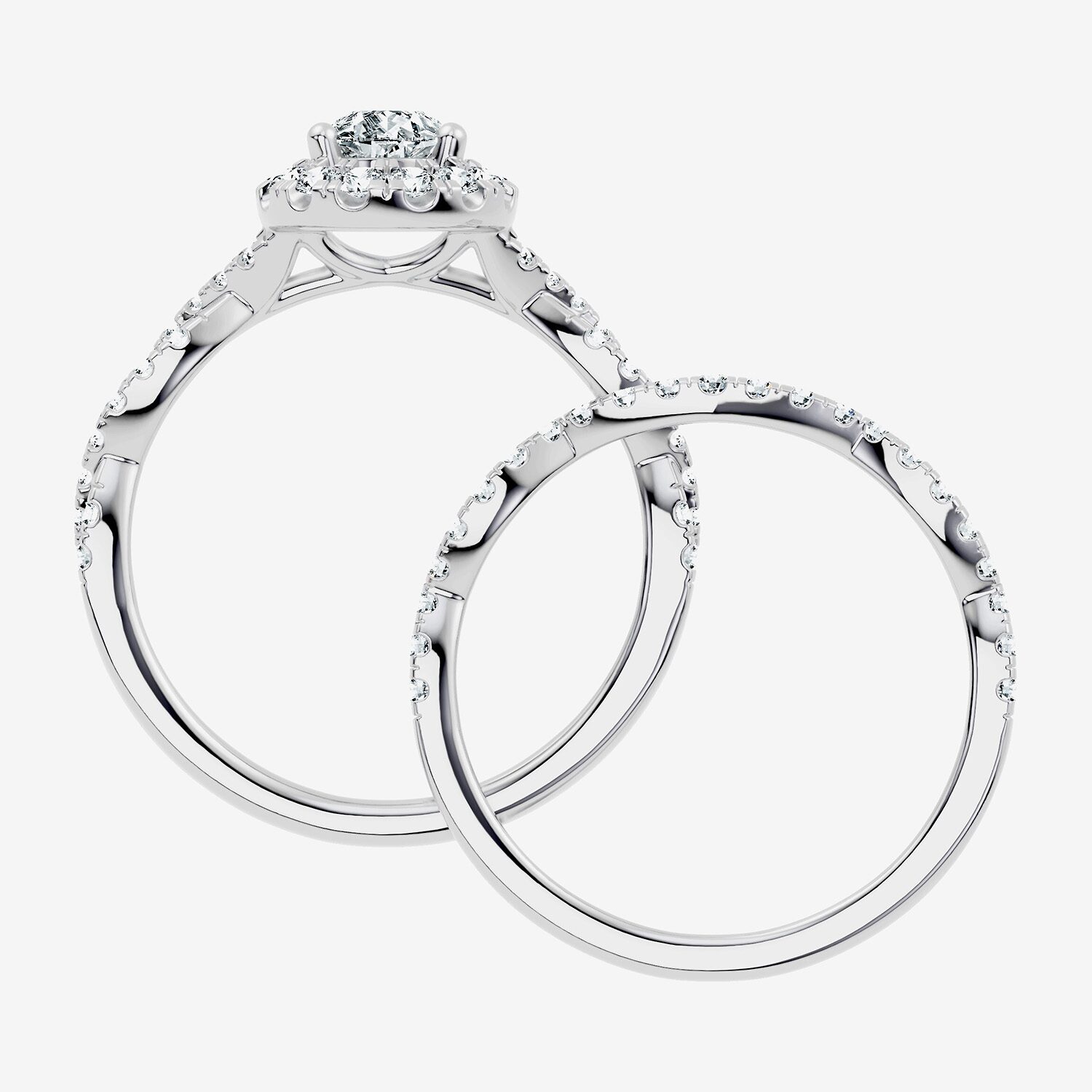 (F / Vs2-Si1) Womens 1 CT. T.W. Lab Grown White Diamond Sterling Silver Pear Side Stone Halo Bridal Set
