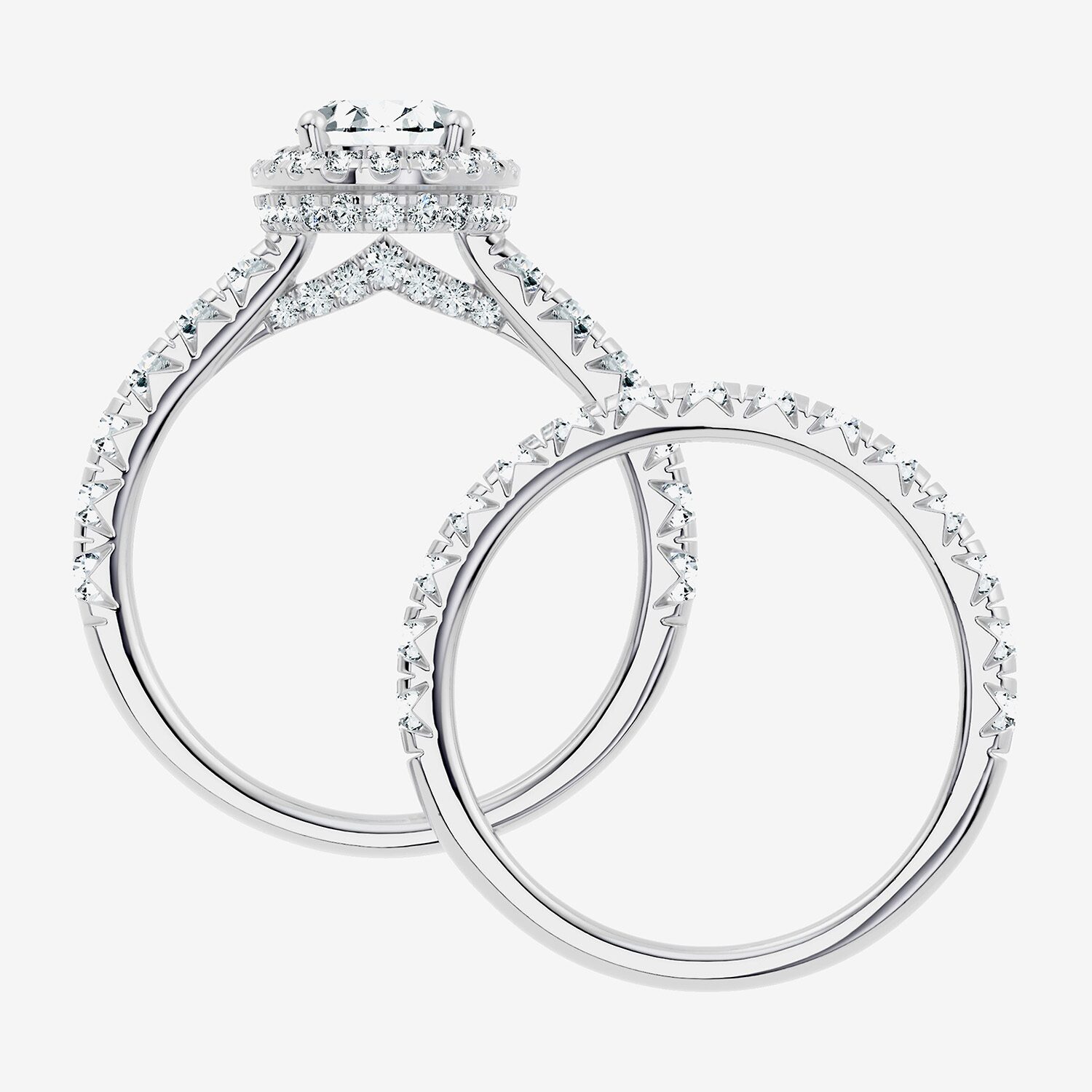 (F / Vs2-Si1) Womens 3 CT. T.W. Lab Grown White Diamond 10K Gold Oval Side Stone Halo Bridal Set