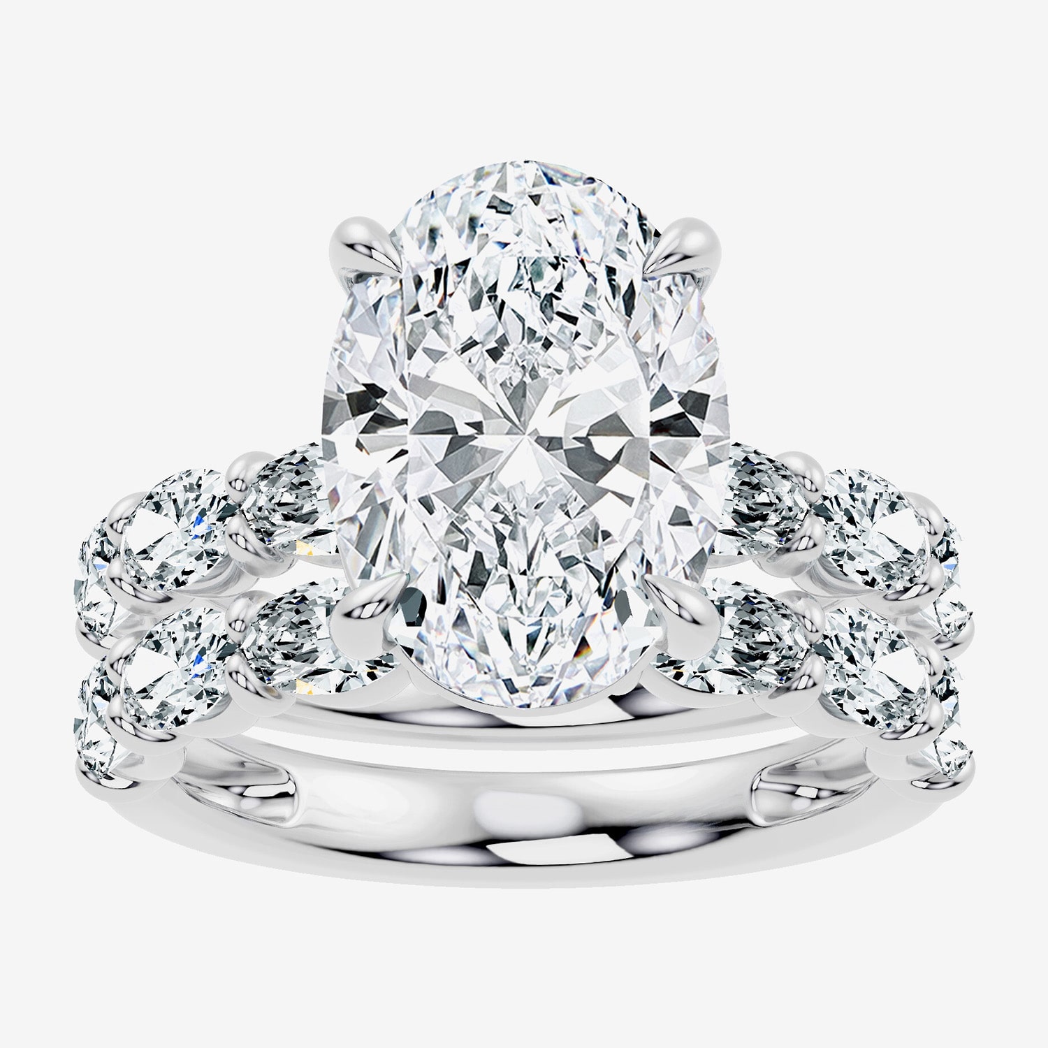 Signature By Modern Bride (F / Vs2-Si1) Womens 8 1/4 Ct. T.W. Lab Grown White Diamond 14K Gold Oval Side Stone Halo Bridal Set