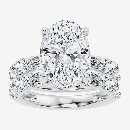 Signature By Modern Bride (F / Vs2-Si1) Womens 8 1/4 Ct. T.W. Lab Grown White Diamond 14K Gold Oval Side Stone Halo Bridal Set, 9, White