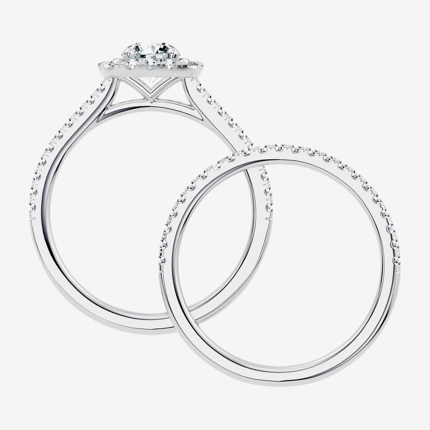 (F / Vs2-Si1) Womens 1 CT. T.W. Lab Grown White Diamond Sterling Silver Cushion Side Stone Halo Bridal Set