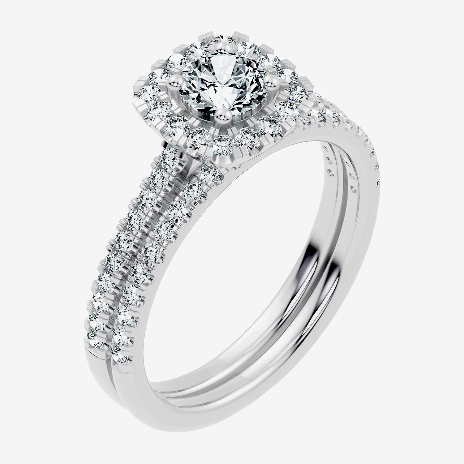 (F / Vs2-Si1) Womens 1 CT. T.W. Lab Grown White Diamond Sterling Silver Cushion Side Stone Halo Bridal Set