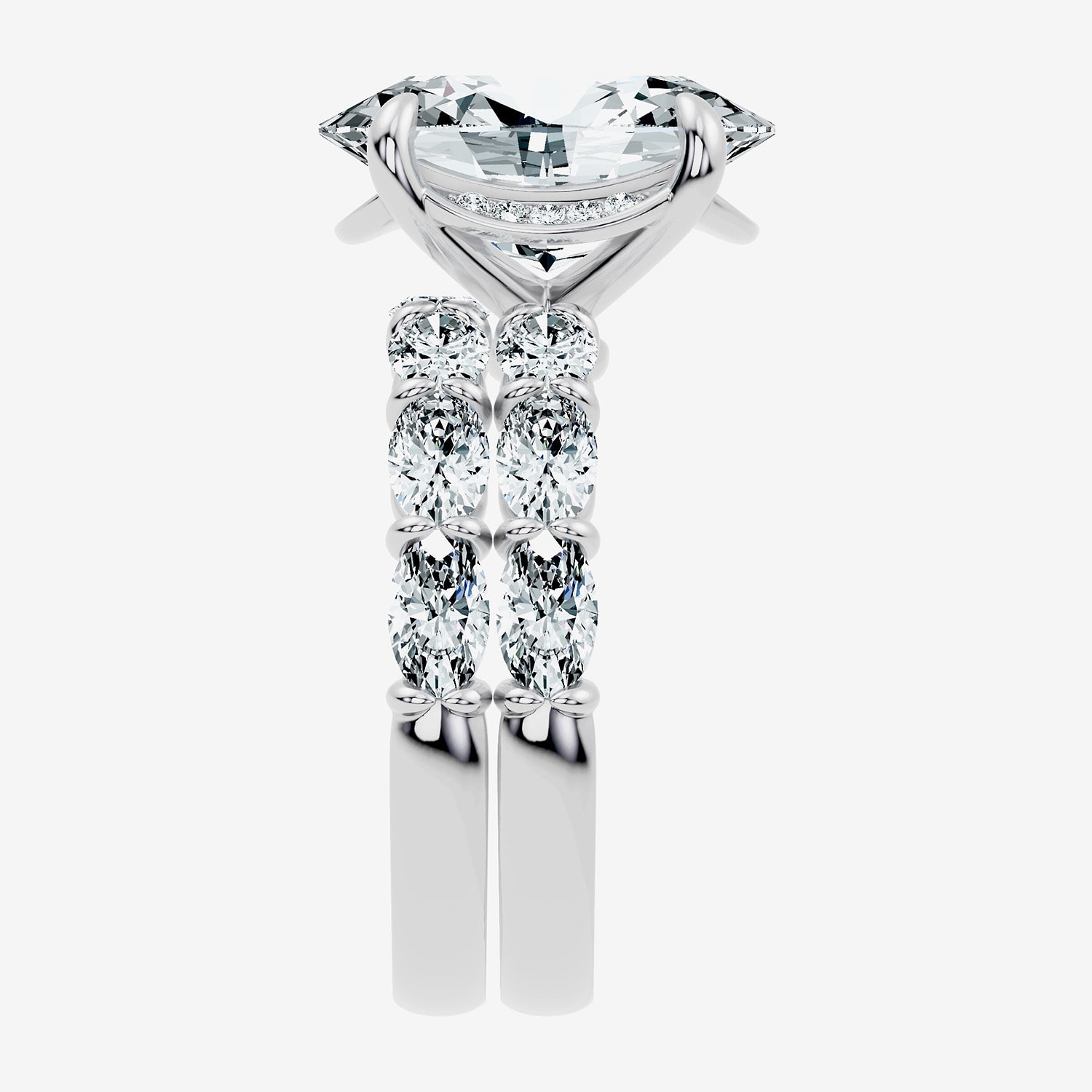 Signature By Modern Bride (F / Vs2-Si1) Womens 8 1/4 Ct. T.W. Lab Grown White Diamond 14K Gold Oval Side Stone Halo Bridal Set