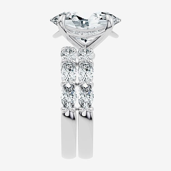 Signature By Modern Bride (F / Vs2-Si1) Womens 8 1/4 Ct. T.W. Lab Grown White Diamond 14K Gold Oval Side Stone Halo Bridal Set