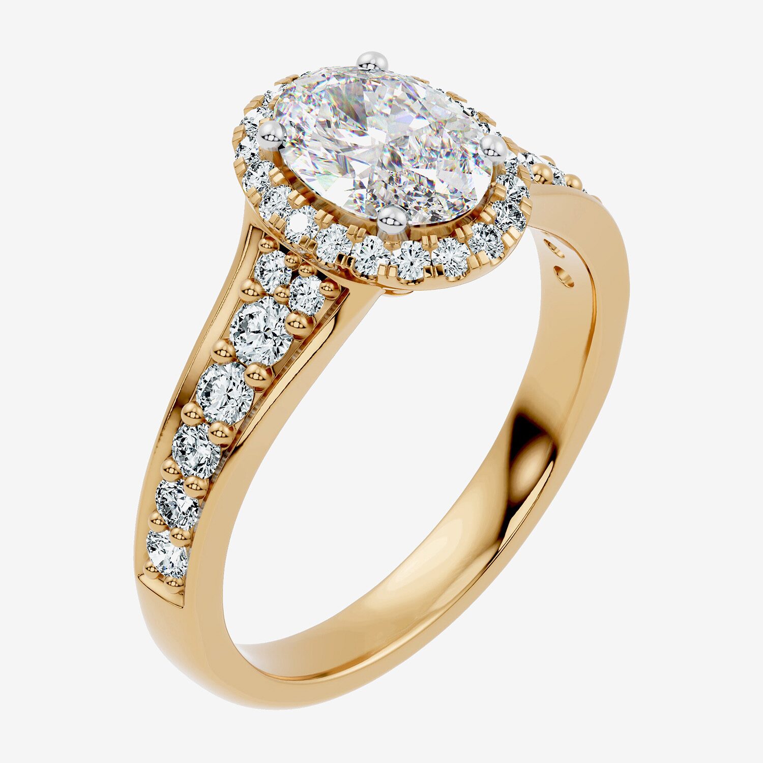(F / Vs2-Si1) Womens 1 1/2 CT. T.W. Lab Grown White Diamond Sterling Silver Oval Side Stone Halo Engagement Ring