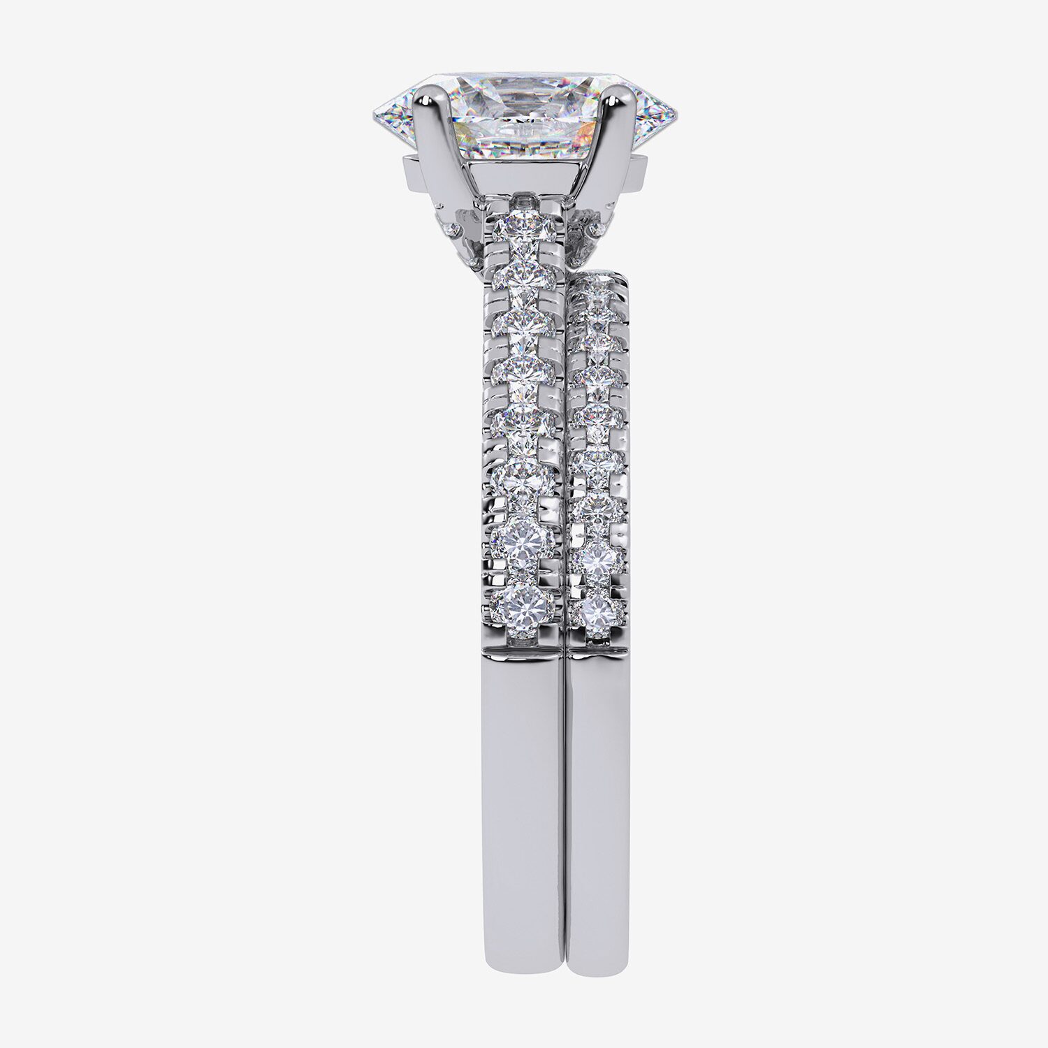 F / Vs2-Si1) Womens 3 1/2 CT. T.W Lab Grown White Diamond Sterling Silver Side Stone Bridal Set