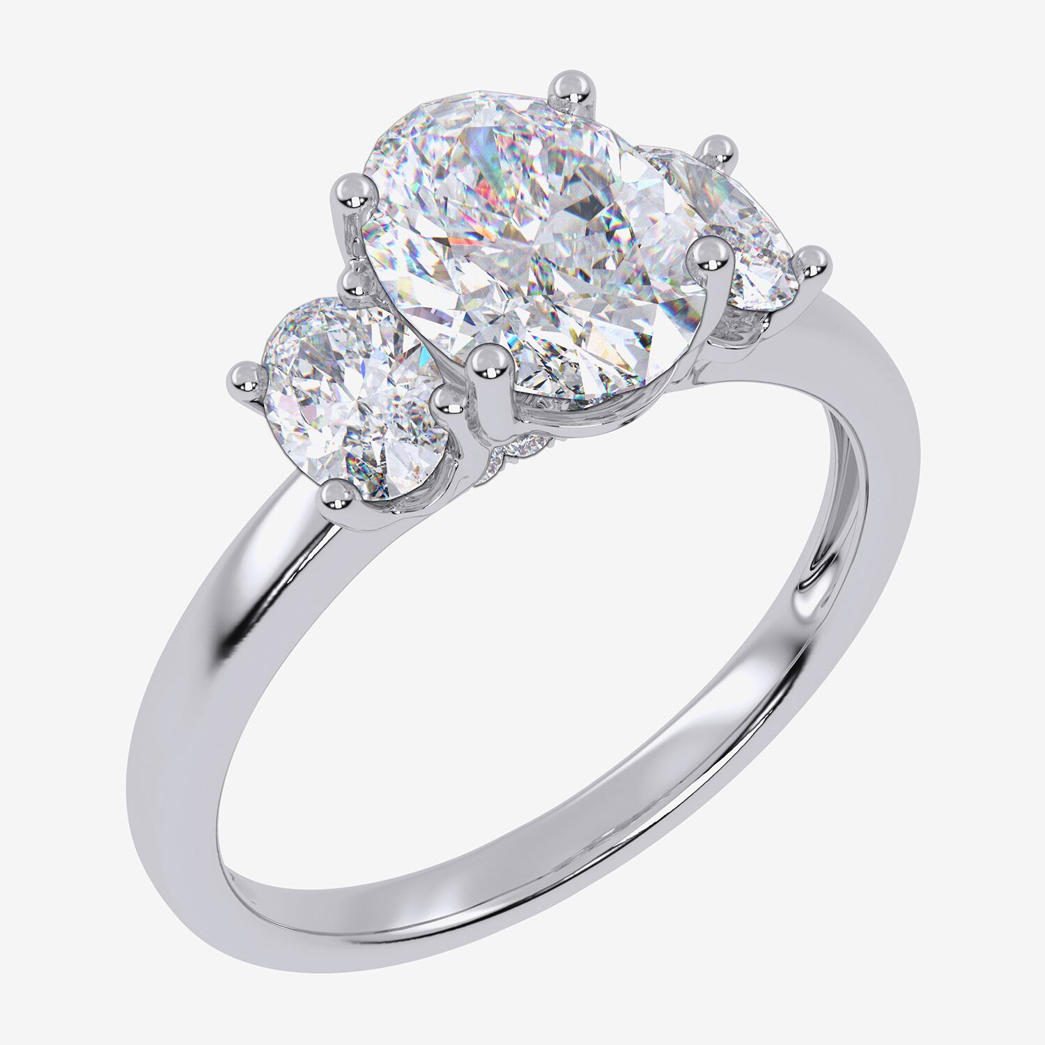 Love Lives Forever (G / Vs2-Si1) Womens 1 1/2 CT. T.W. Lab Grown White Diamond 10K Gold Oval Side Stone 3-Stone Engagement Ring