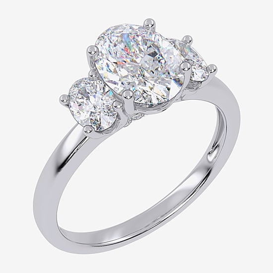 Love Lives Forever (G / Vs2-Si1) Womens 1 1/2 CT. T.W. Lab Grown White Diamond 10K Gold Oval Side Stone 3-Stone Engagement Ring