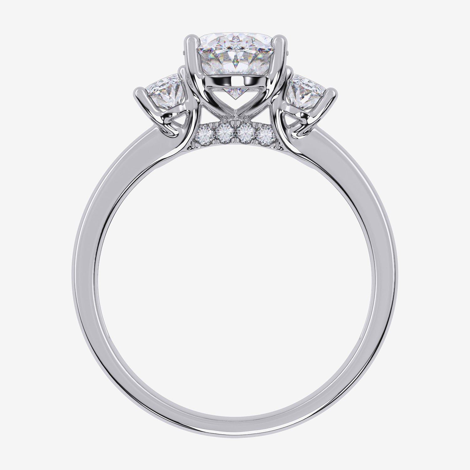 Love Lives Forever (G / Vs2-Si1) Womens 1 1/2 CT. T.W. Lab Grown White Diamond 10K Gold Oval Side Stone 3-Stone Engagement Ring