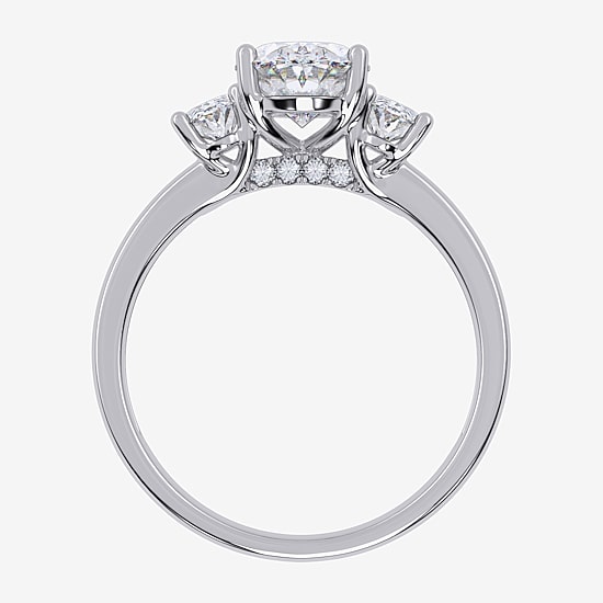 Love Lives Forever (G / Vs2-Si1) Womens 1 1/2 CT. T.W. Lab Grown White Diamond 10K Gold Oval Side Stone 3-Stone Engagement Ring