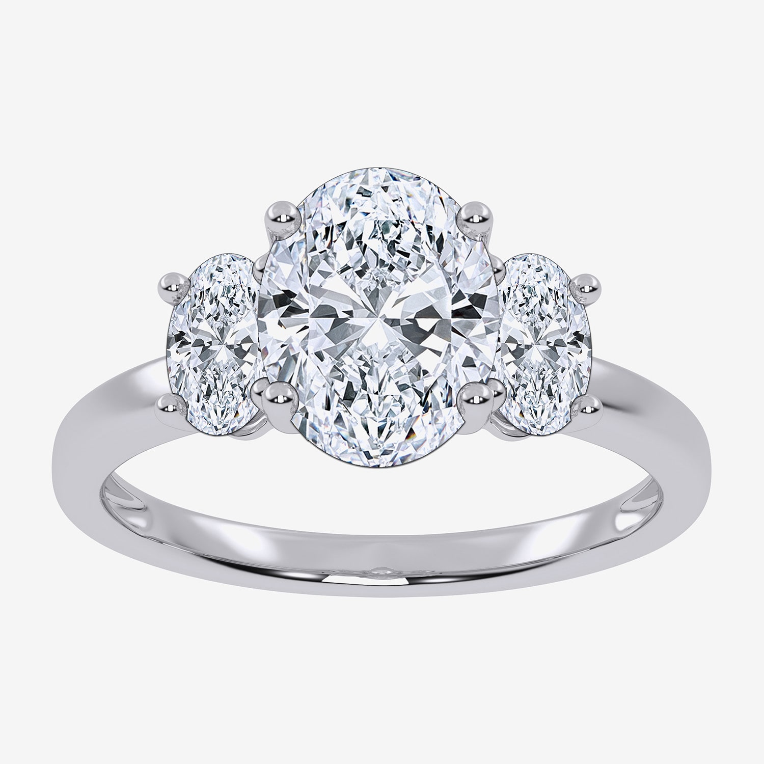 Love Lives Forever (G / Vs2-Si1) Womens 1 1/2 CT. T.W. Lab Grown White Diamond 10K Gold Oval Side Stone 3-Stone Engagement Ring