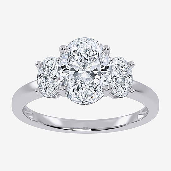 Love Lives Forever (G / Vs2-Si1) Womens 1 1/2 CT. T.W. Lab Grown White Diamond 10K Gold Oval Side Stone 3-Stone Engagement Ring