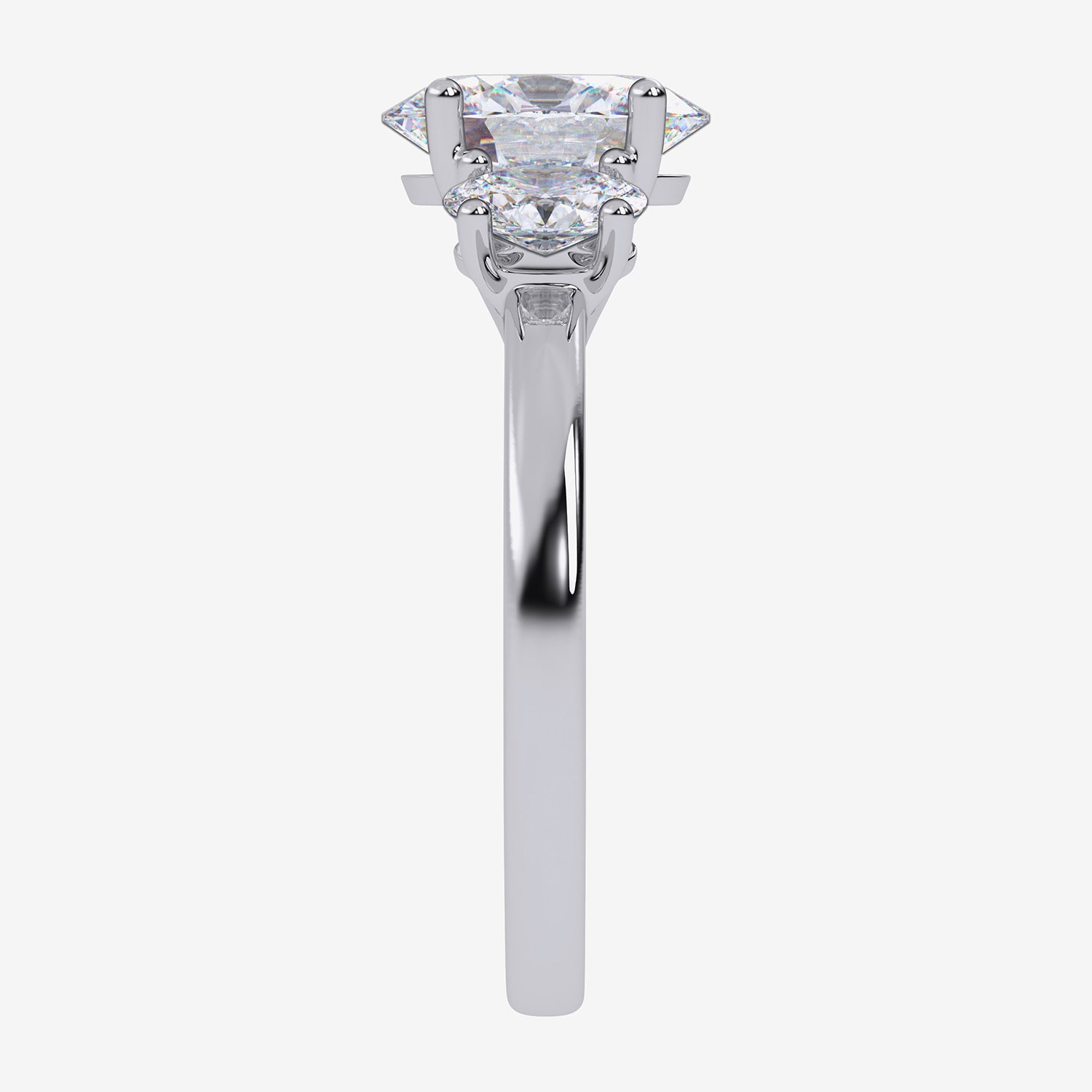 Love Lives Forever (G / Vs2-Si1) Womens 1 1/2 CT. T.W. Lab Grown White Diamond 10K Gold Oval Side Stone 3-Stone Engagement Ring