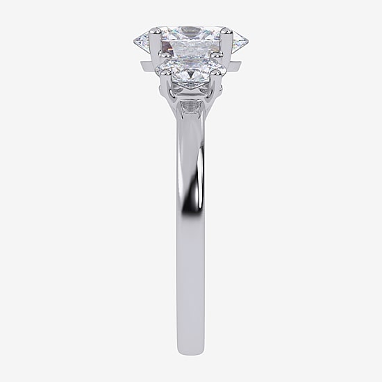Love Lives Forever (G / Vs2-Si1) Womens 1 1/2 CT. T.W. Lab Grown White Diamond 10K Gold Oval Side Stone 3-Stone Engagement Ring