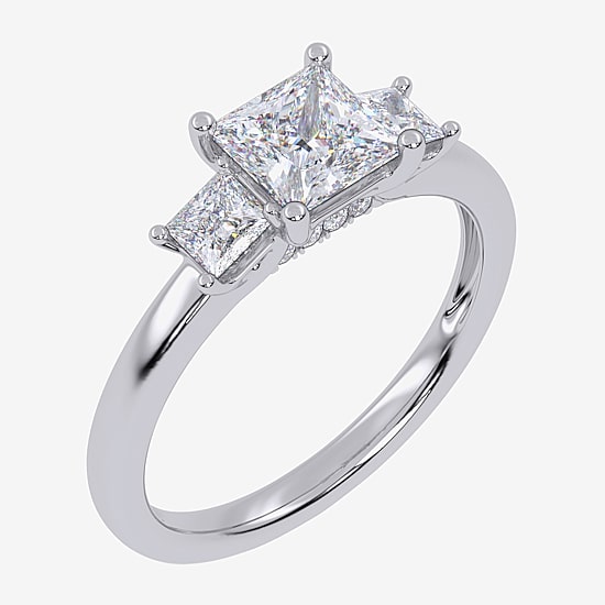 Love Lives Forever (G / Vs2-Si1) Womens 1 1/2 CT. T.W. Lab Grown White Diamond 10K Gold Side Stone 3-Stone Engagement Ring