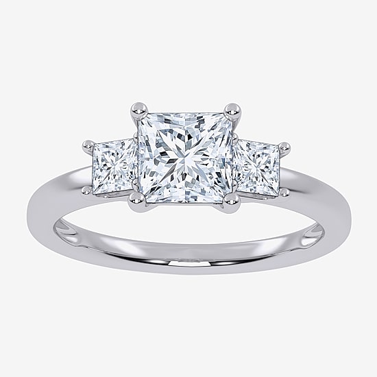 Love Lives Forever (G / Vs2-Si1) Womens 1 1/2 CT. T.W. Lab Grown White Diamond 10K Gold Side Stone 3-Stone Engagement Ring