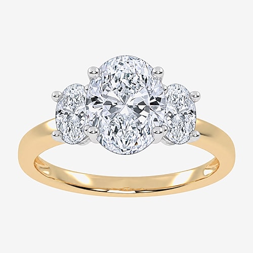 Modern Bride Love Lives Forever (g / Vs2-si1) Womens 1 1/2 Ct. T.w. Lab Grown White Diamond 10k Gold Oval Side St In Yellow