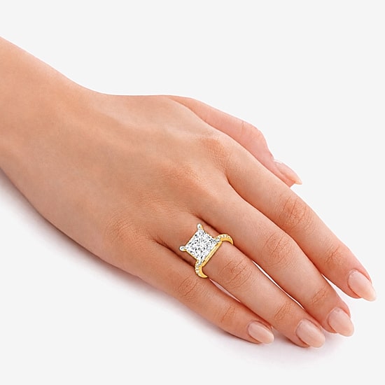 Signature By Modern Bride (F-G / Vs2-Si1) Womens 10 1/2 Ct. T.W. Lab Grown White Diamond 14K Gold Side Stone Engagement Ring