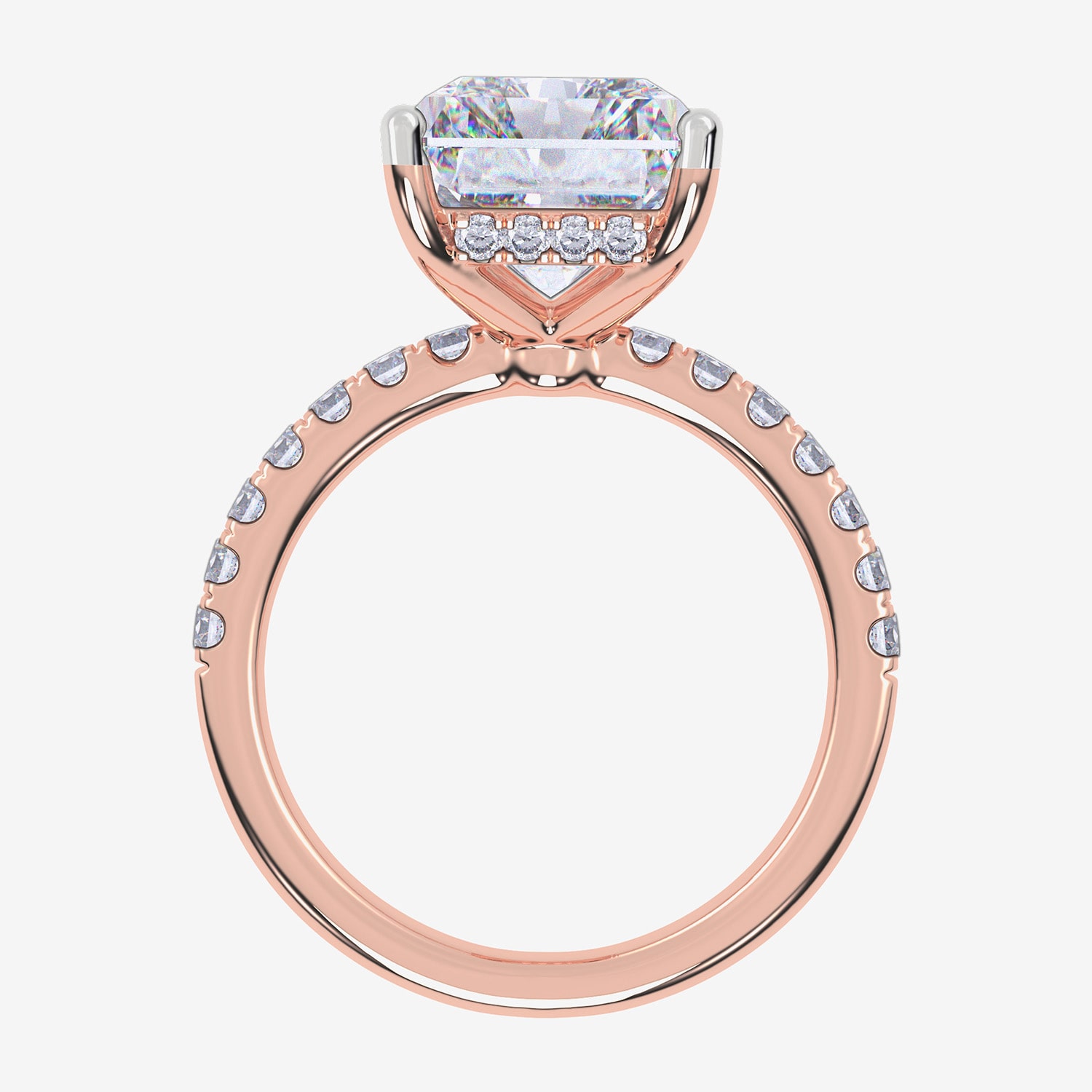 (F-G / Vs2-Si1) Womens 8 1/2 Ct. T.W. Lab Grown White Diamond 14K Gold Rectangular Side Stone Engagement Ring