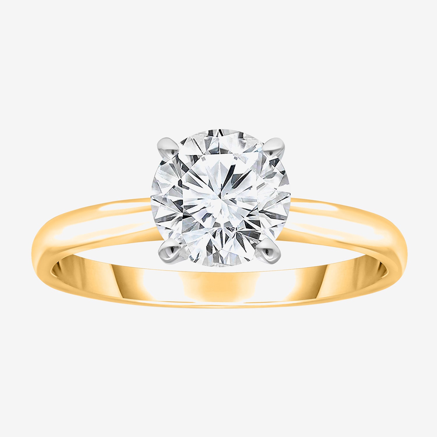 (I / I1) Womens 1 1/2 CT. Lab Grown White Diamond 14K Gold Over Silver Round Solitaire Engagement Ring