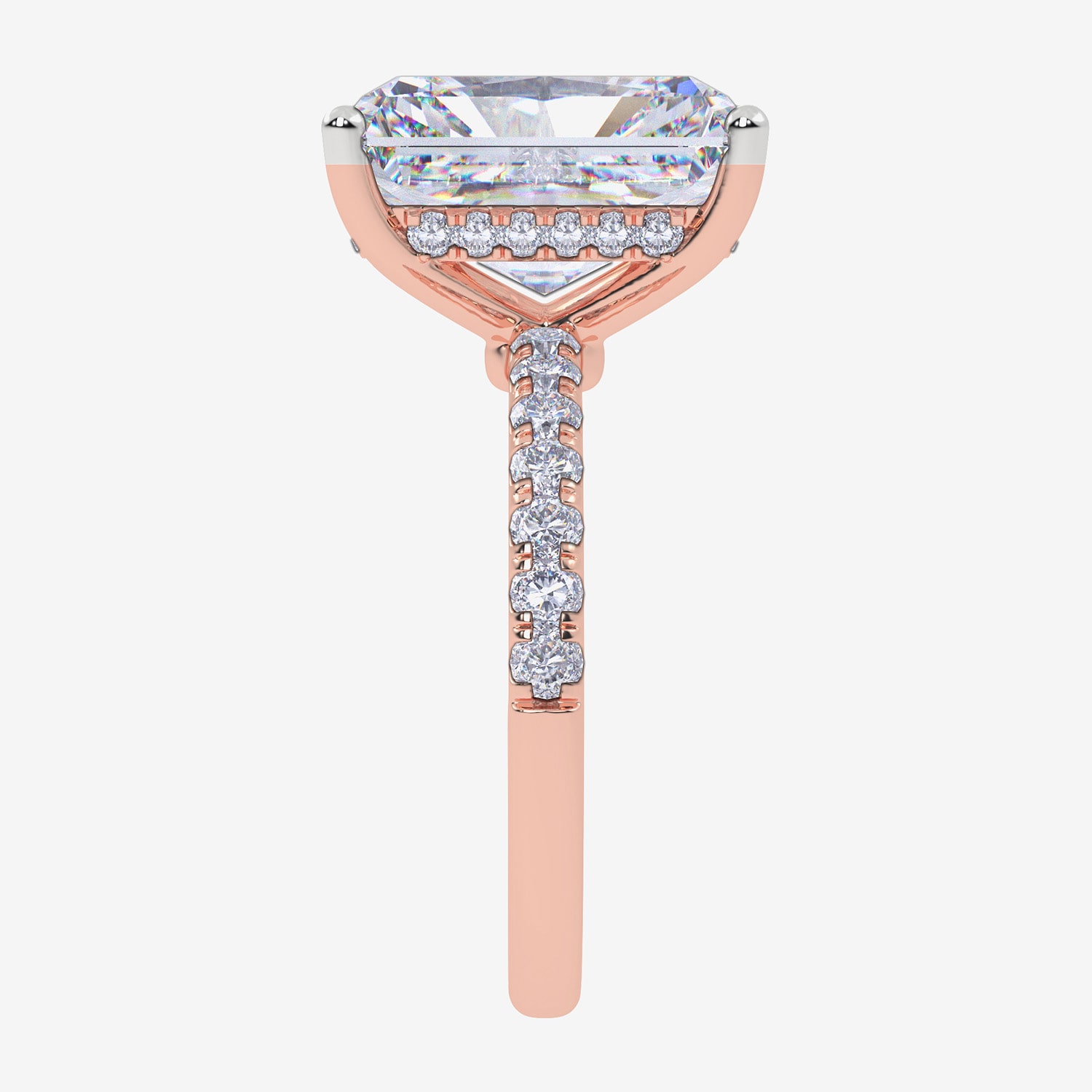 (F-G / Vs2-Si1) Womens 8 1/2 Ct. T.W. Lab Grown White Diamond 14K Gold Rectangular Side Stone Engagement Ring