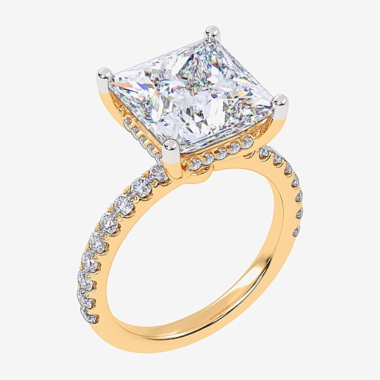 (F-G / Vs2-Si1) Womens 10 1/2 Ct. T.W. Lab Grown White Diamond 14K Gold Side Stone Engagement Ring