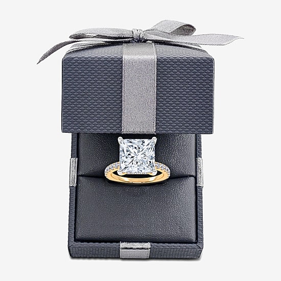 (F-G / Vs2-Si1) Womens 10 1/2 Ct. T.W. Lab Grown White Diamond 14K Gold Side Stone Engagement Ring