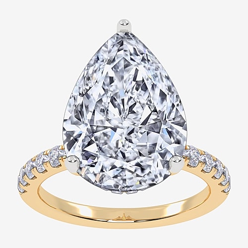 Modern Bride (f-g / Vs2-si1) Womens 10 1/2 Ct. T.w. Lab Grown White Diamond 14k Gold Pear Side Stone Engagement R In Yellow