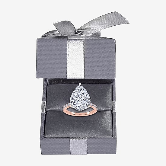 (F-G / Vs2-Si1) Womens 8 1/2 Ct. T.W. Lab Grown White Diamond 14K Gold Pear Side Stone Engagement Ring