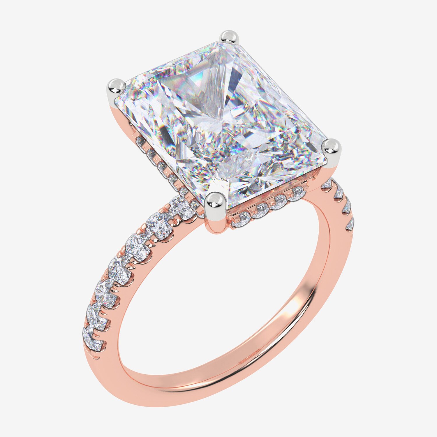 (F-G / Vs2-Si1) Womens 10 1/2 Ct. T.W. Lab Grown White Diamond 14K Gold Rectangular Side Stone Engagement Ring