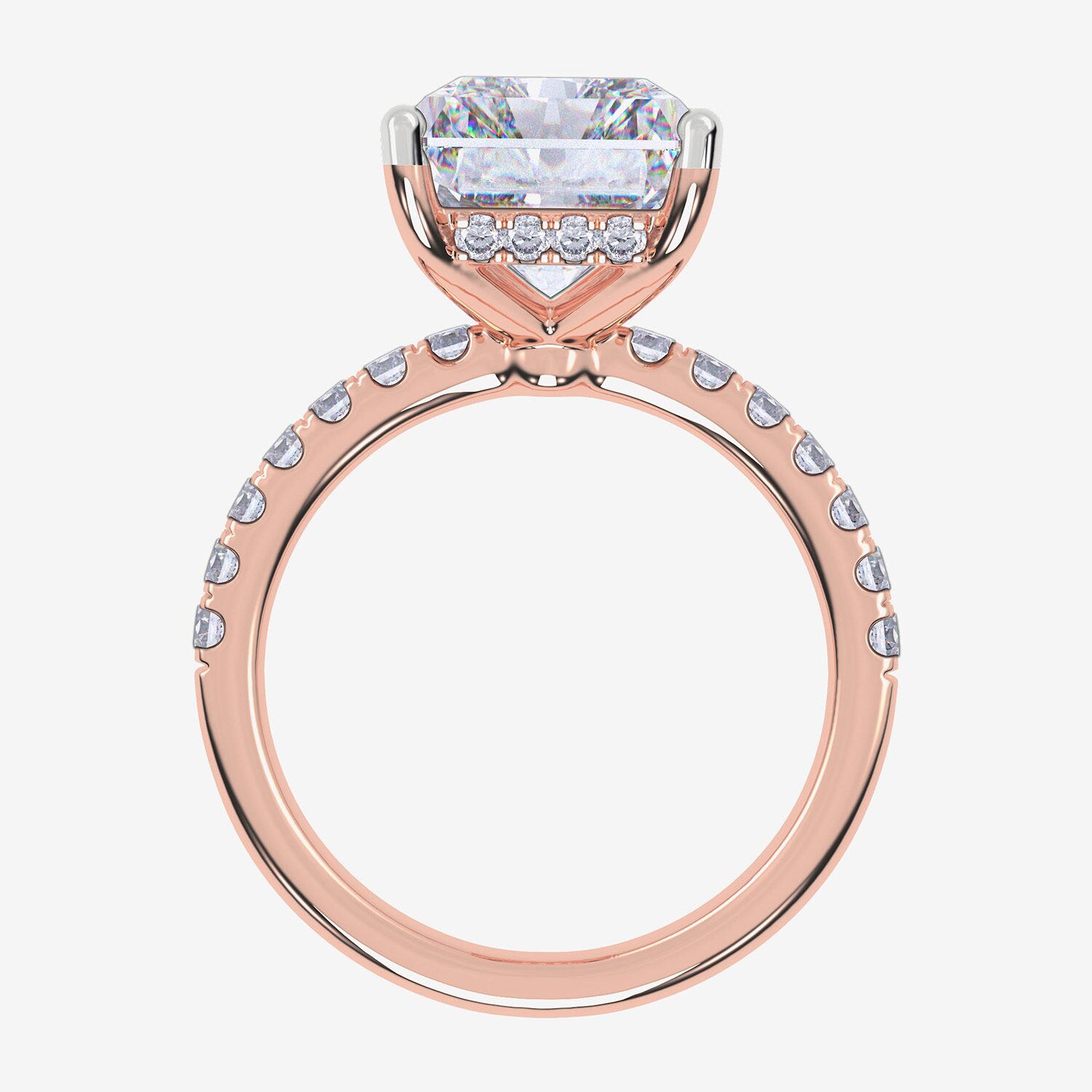 (F-G / Vs2-Si1) Womens 10 1/2 Ct. T.W. Lab Grown White Diamond 14K Gold Rectangular Side Stone Engagement Ring