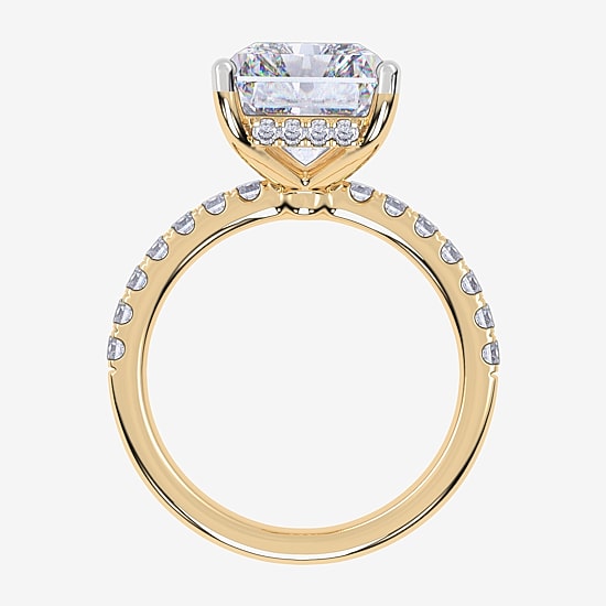 (F-G / Vs2-Si1) Womens 10 1/2 Ct. T.W. Lab Grown White Diamond 14K Gold Rectangular Side Stone Engagement Ring