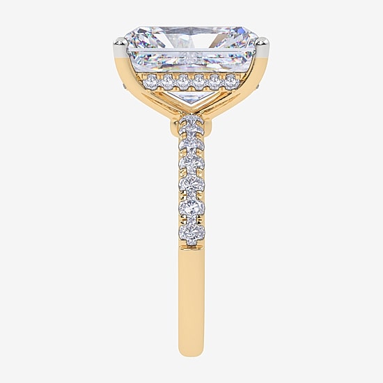 (F-G / Vs2-Si1) Womens 10 1/2 Ct. T.W. Lab Grown White Diamond 14K Gold Rectangular Side Stone Engagement Ring