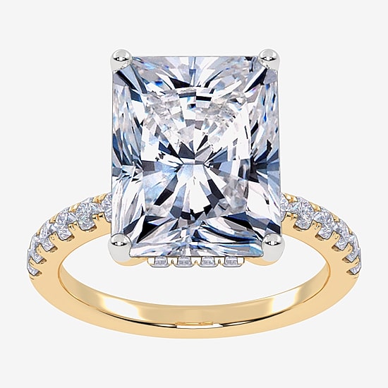 (F-G / Vs2-Si1) Womens 10 1/2 Ct. T.W. Lab Grown White Diamond 14K Gold Rectangular Side Stone Engagement Ring