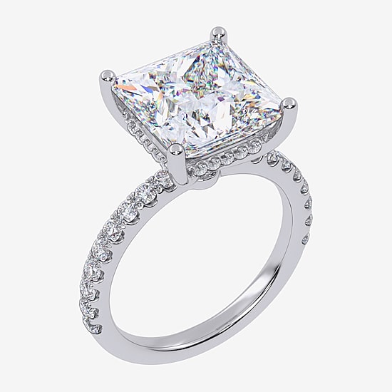 (F-G / Vs2-Si1) Womens 8 1/2 Ct. T.W. Lab Grown White Diamond 14K Gold Side Stone Engagement Ring