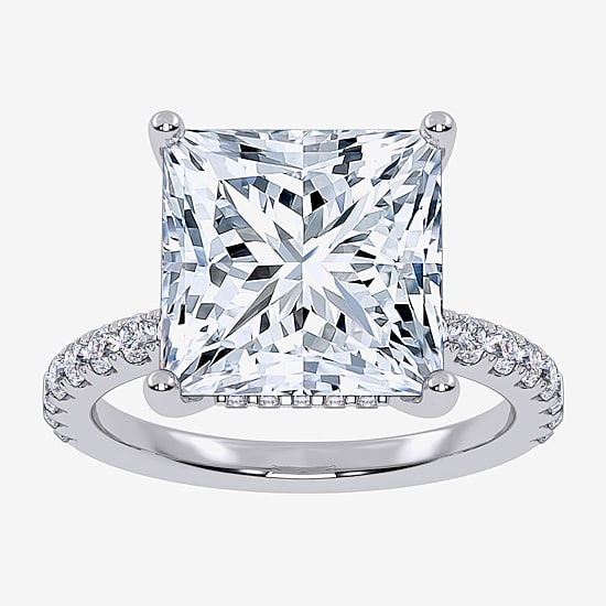 (F-G / Vs2-Si1) Womens 8 1/2 Ct. T.W. Lab Grown White Diamond 14K Gold Side Stone Engagement Ring