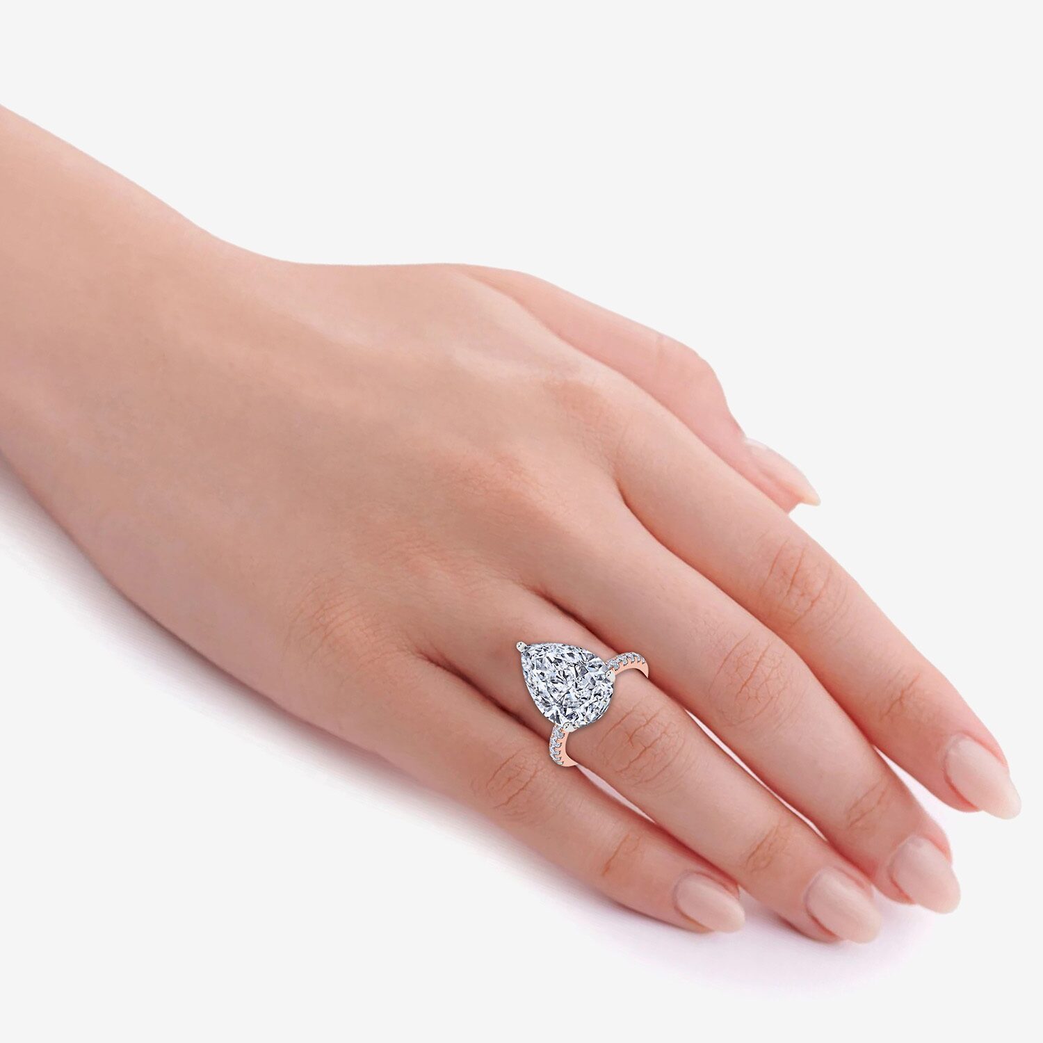 (F-G / Vs2-Si1) Womens 10 1/2 Ct. T.W. Lab Grown White Diamond 14K Gold Pear Side Stone Engagement Ring