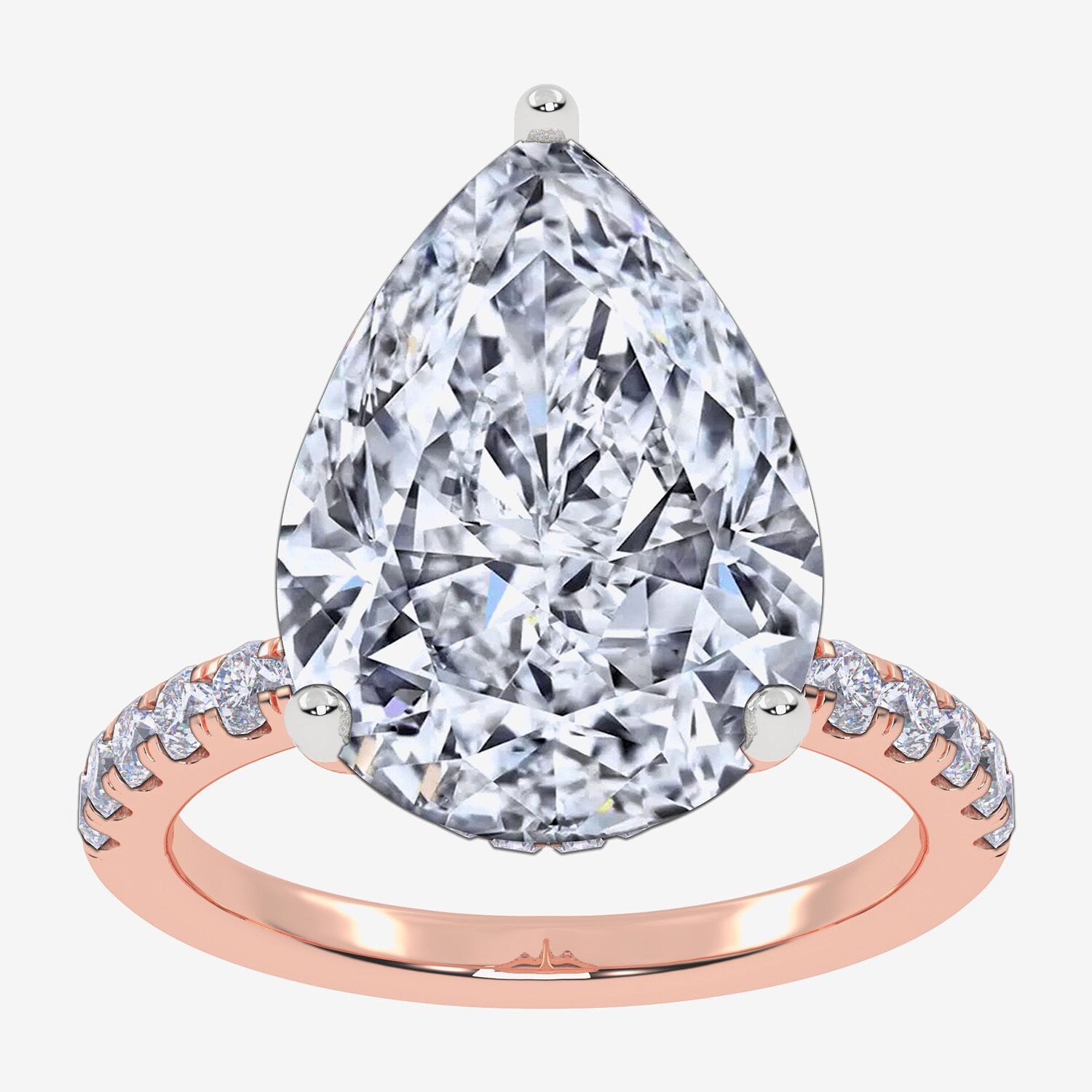 (F-G / Vs2-Si1) Womens 10 1/2 Ct. T.W. Lab Grown White Diamond 14K Gold Pear Side Stone Engagement Ring