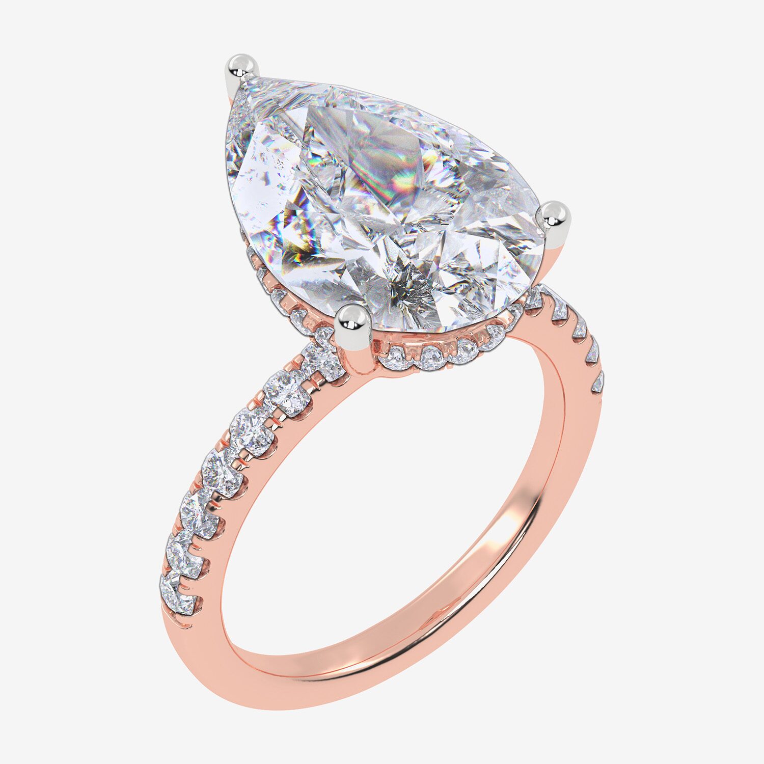 (F-G / Vs2-Si1) Womens 10 1/2 Ct. T.W. Lab Grown White Diamond 14K Gold Pear Side Stone Engagement Ring