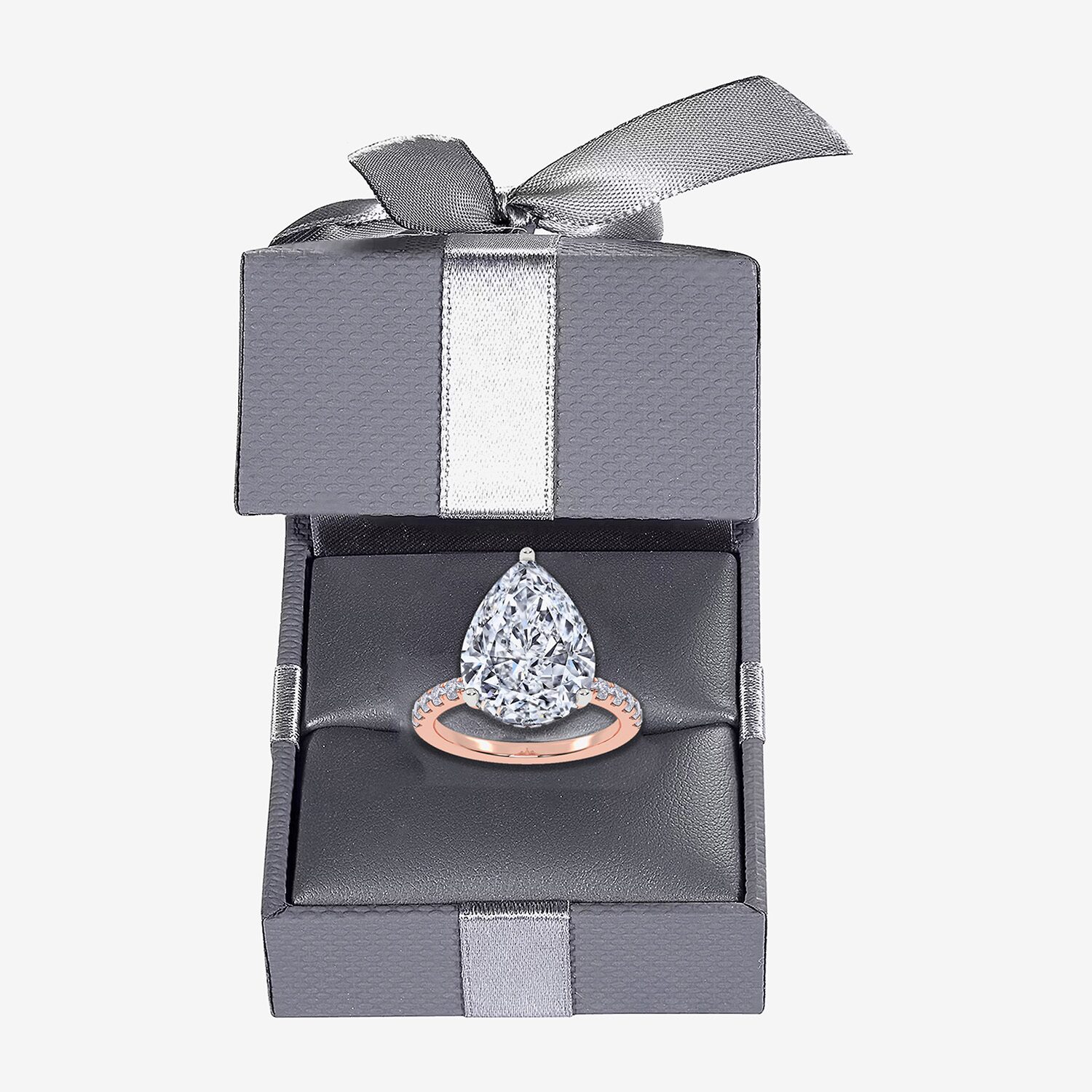 (F-G / Vs2-Si1) Womens 10 1/2 Ct. T.W. Lab Grown White Diamond 14K Gold Pear Side Stone Engagement Ring