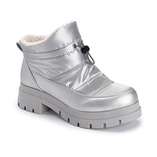 Muk Luks Womens Women's ml Footwear Water Resistant Slip Resistant Chunky Heel Winter Boots In Silver