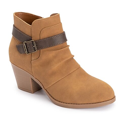 Muk Luks Womens Women's ml Footwear Chunky Heel Booties In Beige