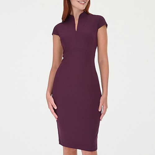 Marc New York Womens V Neck Short Sleeve Sheath Dress In Purple
