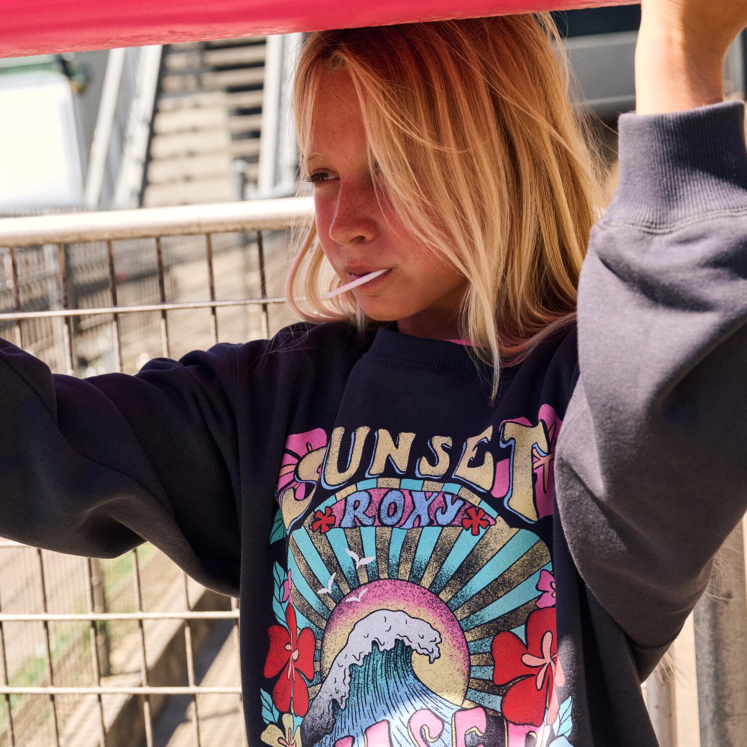 Roxy Big Kid Girls Crew Neck Fleece Long Sleeve Sweatshirt
