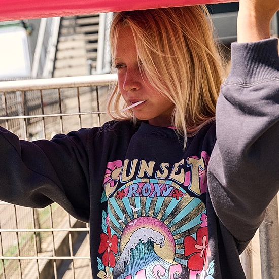 Roxy Big Kid Girls Crew Neck Fleece Long Sleeve Sweatshirt