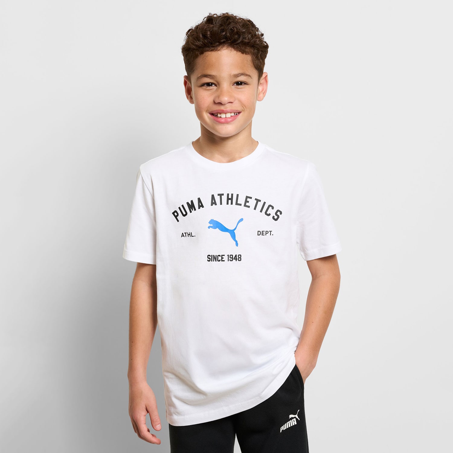 PUMA Big Kid Boys Crew Neck Short Sleeve Regular Fit Graphic T-Shirt