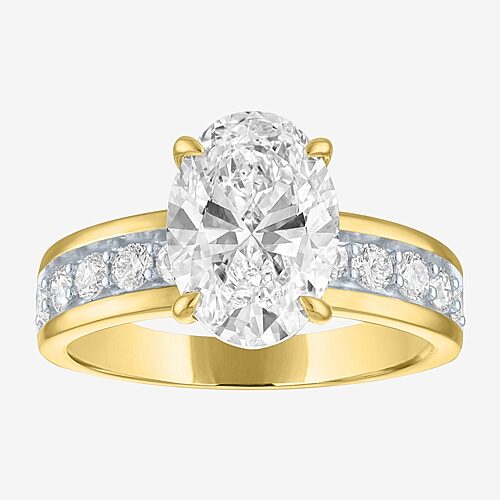 Modern Bride Bridal Addiction (e-f / Vs1-vs2) Womens 3 1/2 Ct. T.w Lab Grown White Diamond 10k Gold Oval Side Sto In Yellow